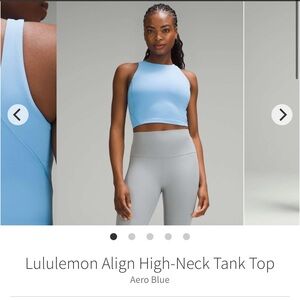 Lululemon align high neck tank AERO BLUE Sz 2